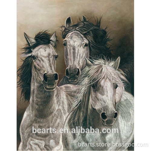 Three black horse painting for wall decoration